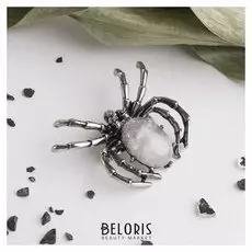 Брошь-подвеска паук малый "Кварц розовый"