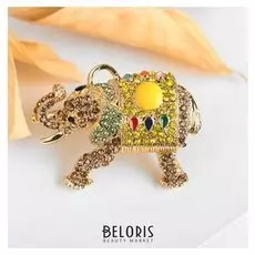 Брошь-подвеска "Слон" тайский, цветная в золотое