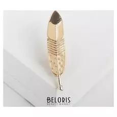 Брошь "Пёрышко", цвет бежевый в золоте