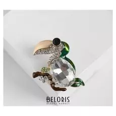 Брошь "Птица" тукан яркий, цветная в золоте