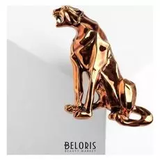 Брошь "Пума", цвет коричневый в золоте