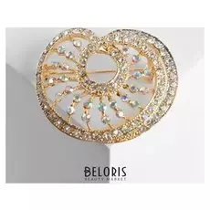 Брошь "Рогалик", цвет радужно-белый в золоте