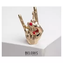 Брошь "Рок", цвет красный в золоте