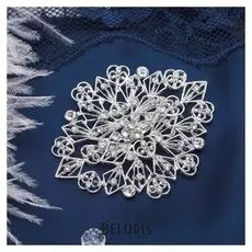 Брошь "Ромб" ажурный, цвет белый в серебре