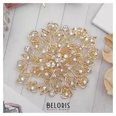 Брошь "Ромб" ажурный, цвет белый в золоте