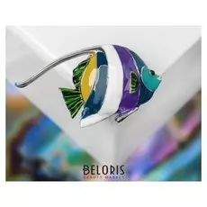 Брошь "Рыбка", цветная в серебре