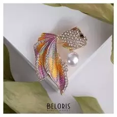 Брошь "Рыбка", цветная в золоте