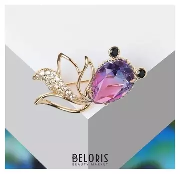 Брошь "Рыбка", цветная в золоте