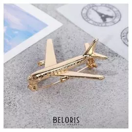 Брошь "Самолёт" цвет золотой