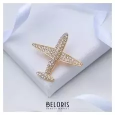 Брошь "Самолёт" туристический, цвет белый в золоте