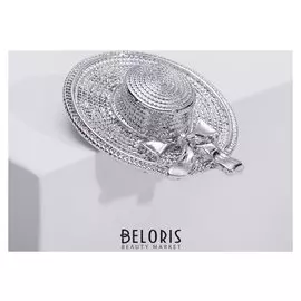 Брошь "Шляпка", цвет серебро