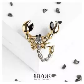 Брошь "Скорпион", цвет бело-чёрный в золоте