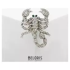 Брошь "Скорпион" в стразах, цвет радужный в серебре