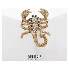 Брошь "Скорпион" в стразах, цвет радужный в чернёном золоте