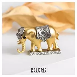 Брошь "Слон", цвет матовый золото-серебряный