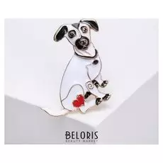 Брошь "Собачка" джек рассел, цветная в золоте