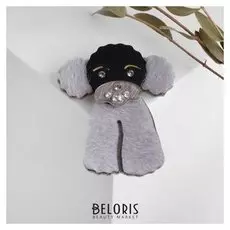 Брошь "Собачка" пудель, цвет серый в серебре