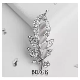 Брошь "Соло" веточка, цветная в серебре