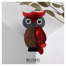 Брошь "Совунья" лесная, цветная в серебре