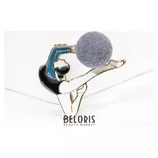 Брошь "Спорт" гимнастка с помпоном, цветная в золоте