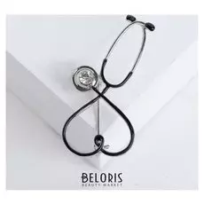 Брошь "Стетоскоп" сердце, цвет чёрный в серебре