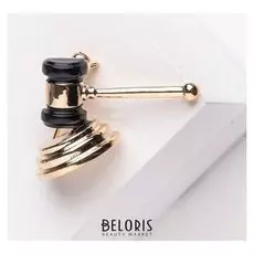 Брошь "Судейский молоток", цвет чёрный в золоте