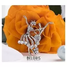 Брошь "Танцовщицы", цвет белый в серебре