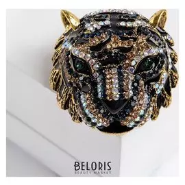 Брошь "Тигр", цветная в чернёном золоте