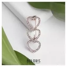 Брошь "Трио сердец", цвет белый в золоте