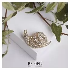 Брошь "Улитка" спираль, цвет белый в золоте