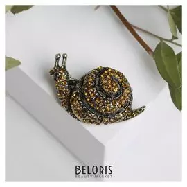 Брошь "Улитка" спираль, цвет золотой в чернёном серебре