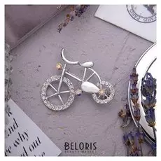Брошь "Велосипед", цвет радужный в серебре