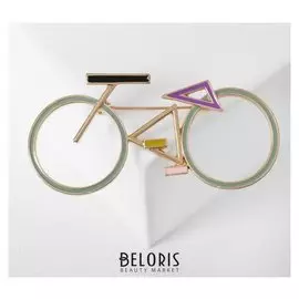 Брошь "Велосипед" геометрия, цветная в золоте