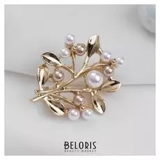 Брошь "Веточка" с бусинами