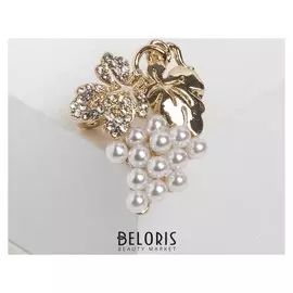 Брошь "Виноград" мини, цвет белый в золоте