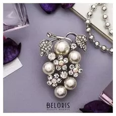 Брошь "Виноградная гроздь" с цветами, цвет радужный в серебре