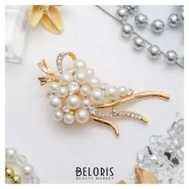 Брошь "Виноградная роса", цвет белый в золоте
