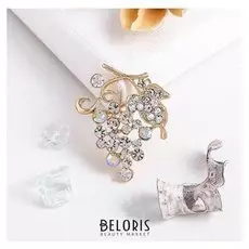 Брошь "Виноградная ветвь", цвет радужный в золоте