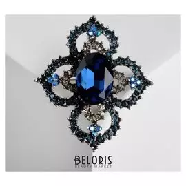 Брошь "Вивальди", цвет синий в серебре