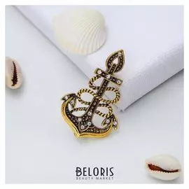 Брошь "Якорь" ретро, цвет белый в черненом золоте