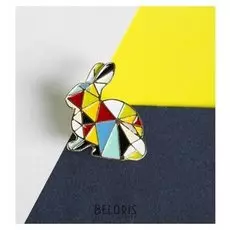 Брошь "Заяц", цветная в золоте