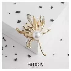 Брошь "Жемчужина", цвет белый в золоте