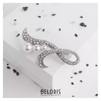 Брошь "Жемчужная лилия", цвет белый в серебре