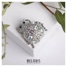 Брошь "Жучок", цвет радужно-белый в серебре