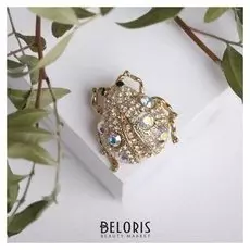 Брошь "Жучок", цвет радужно-белый в золоте