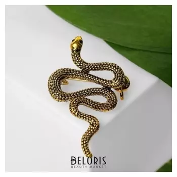 Брошь "Змея", цвет чернёное золото