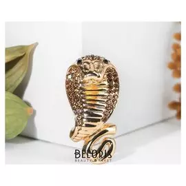 Брошь "Змея" кобра, цвет золотой в золоте