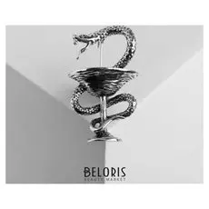 Брошь "Змея в геральдике" медицина, цвет чернёное серебро