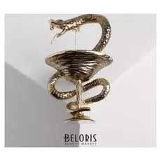 Брошь "Змея в геральдике" медицина, цвет чернёное золото
