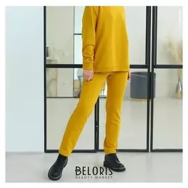 Брюки женские, цвет горчичный, размер 52